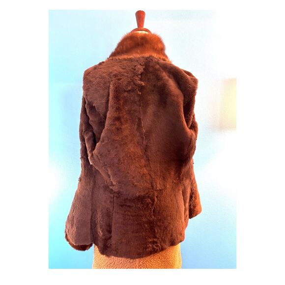 GORGEOUS Vintage Made in FRANCE 100% Mouton Jacket Brown Size 38 XS S - Picture 5 of 7
